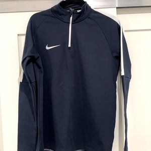 Nike dri-fit half zip with light fleece lining - navy